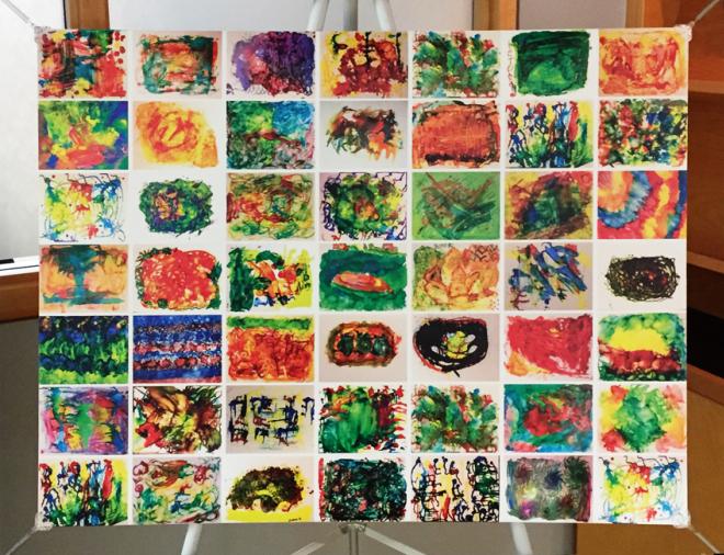Community art project made by seniors with and without disabilities, from the Sage and Time art project of L'Arche Sudbury.